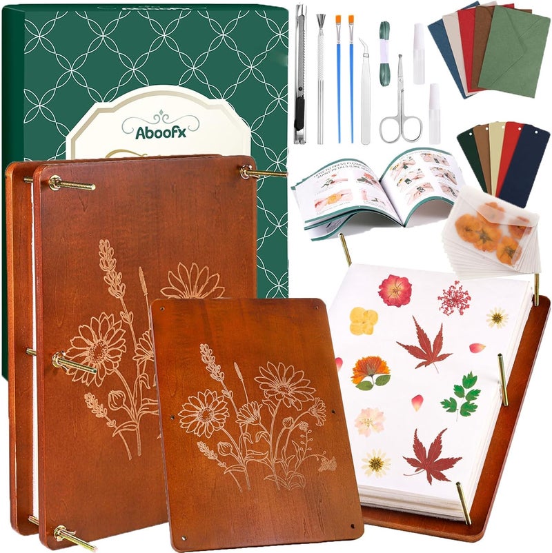 Aboofx Flower Press Kit, Craft Kits 15.7" x 11.8" 6 Layers Wooden Flower Pressing Kit for Crafts Pressed Flowers and Plant for DIY Art, Preservation for Bookmark Frame Wedding Drying Kits - Image 1